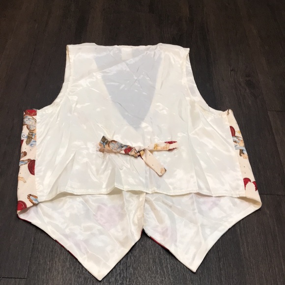 Vintage Valentines Day Hearts Holiday  Vest size small red ivory blue - Picture 6 of 6